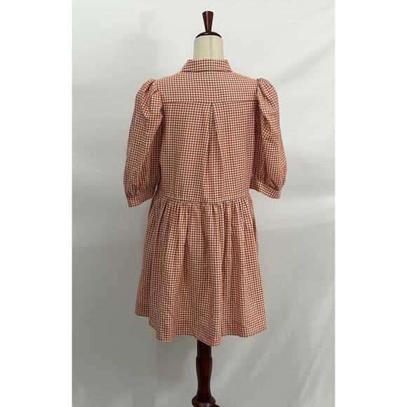 HUNTER BELL Sz L Large Peach Terracotta Gingham Dress McCauley NWT - Picture 6 of 16